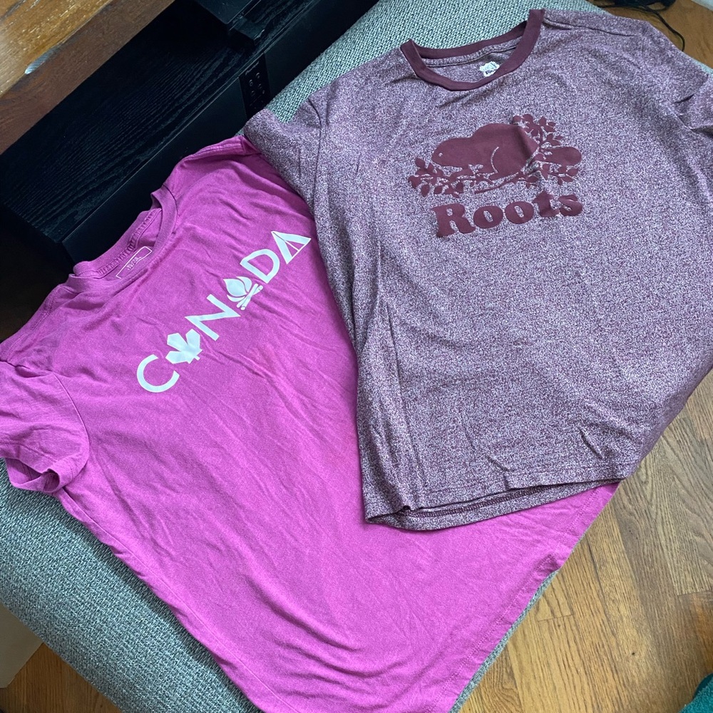Roots 50-60% Cotton and 40-50% recycled polyester.